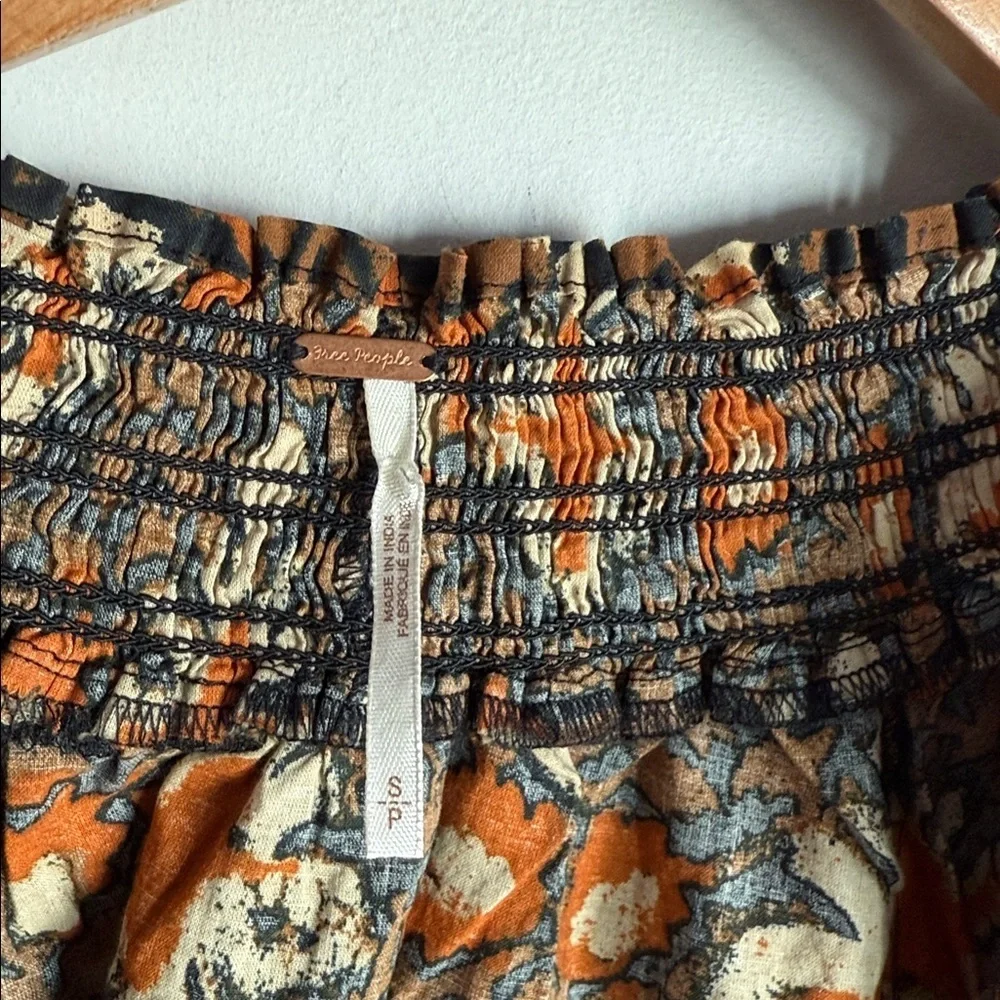 Free People Willow Print Puff Sleeve Blouse Small